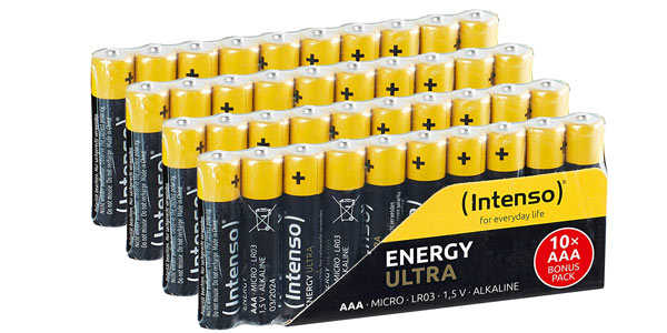 Pack x40 Pilas alcalinas Intenso Energy Ultra AAA LRC3 por sólo 8,93€ (-11%) ¡0,22€ cada pila!
