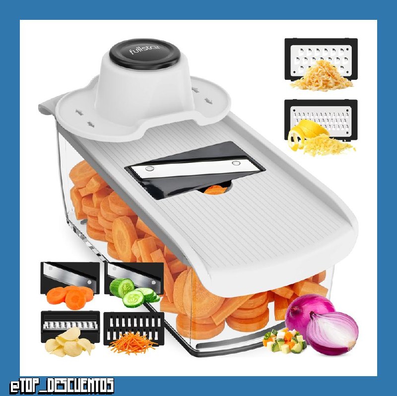 Fullstar Pro - Mandolina de Cocina, Cortador en Juliana y Rallador 6-en-1