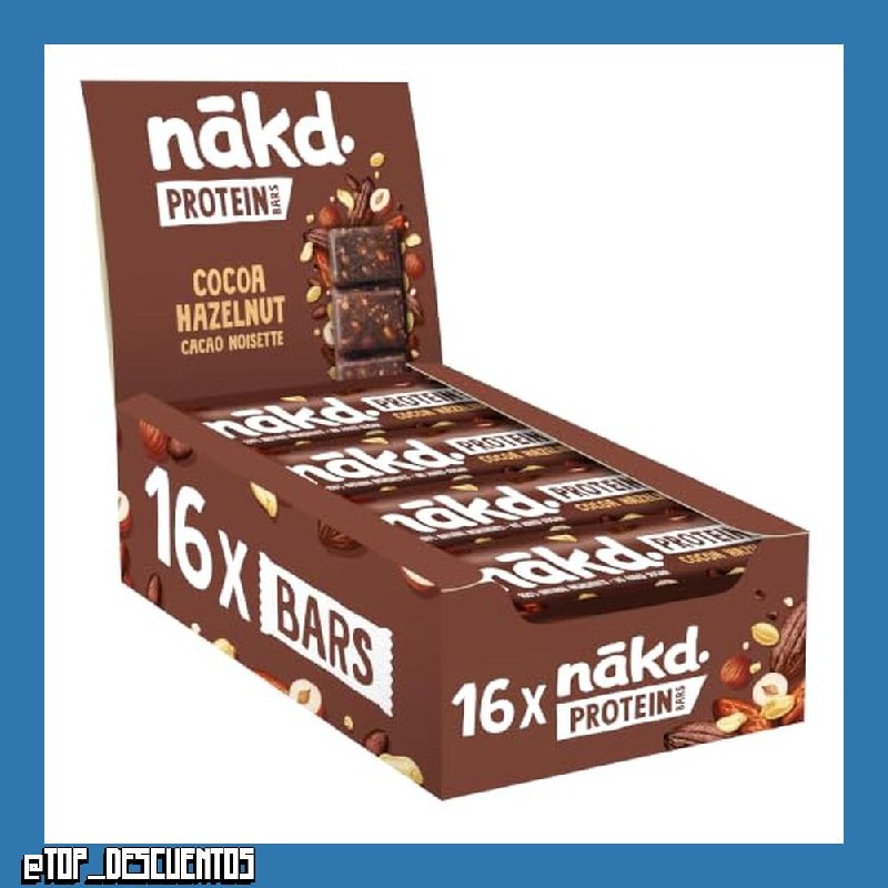 Nākd. Protein Cacao Avellana | Barritas Raw | 16 x 45g (720g)