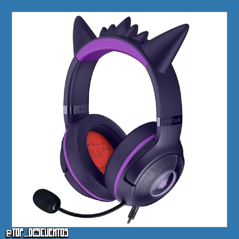 Razer Kraken Kitty V2 Edición Gengar Pokémon - Auriculares USB Púas de Gengar - iluminación reactiva al stream - micrófono cardioide HyperClear - TriForce 40mm | Morado