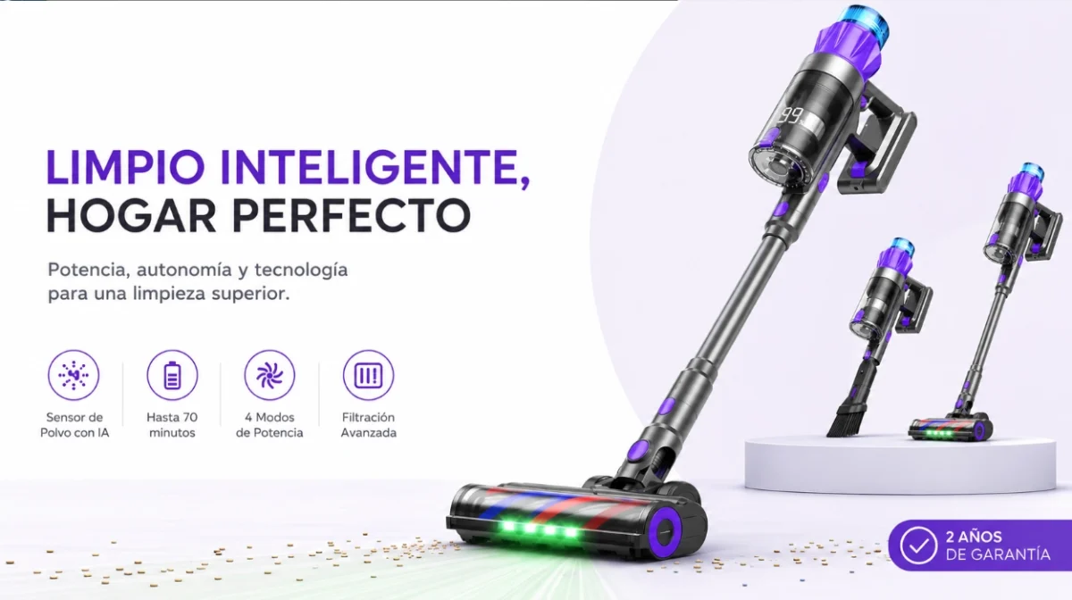 Limpieza precisa con la aspiradora sin cable P9 Pro: potente, sin enredos y con luz verde para polvo oculto por sólo 99,99€ con cupón (41% de descuento)