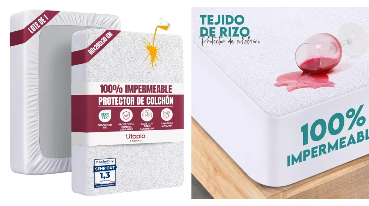 Protector de colchón Utopia Bedding: impermeable, transpirable y con certificación Oeko-Tex por sólo 10,57€ (19% de descuento)