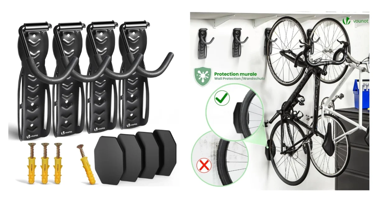 Ahorra espacio con los soportes Vounot: ganchos para bicicleta hasta 30 kg por sólo 14,03€ (18% de descuento)