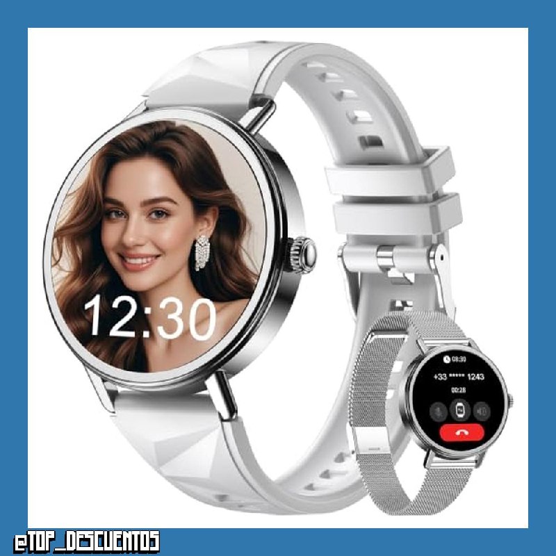 Blackview Reloj Inteligente Mujer con Pulsómetro, Oxímetro, Monitor Sueño, 1.26" Smartwatch Mujer con Llamadas, Whatsapp Notificación, Pulsera Actividad - 100+ Modos Deportivos, Podómetro, 2 Correas