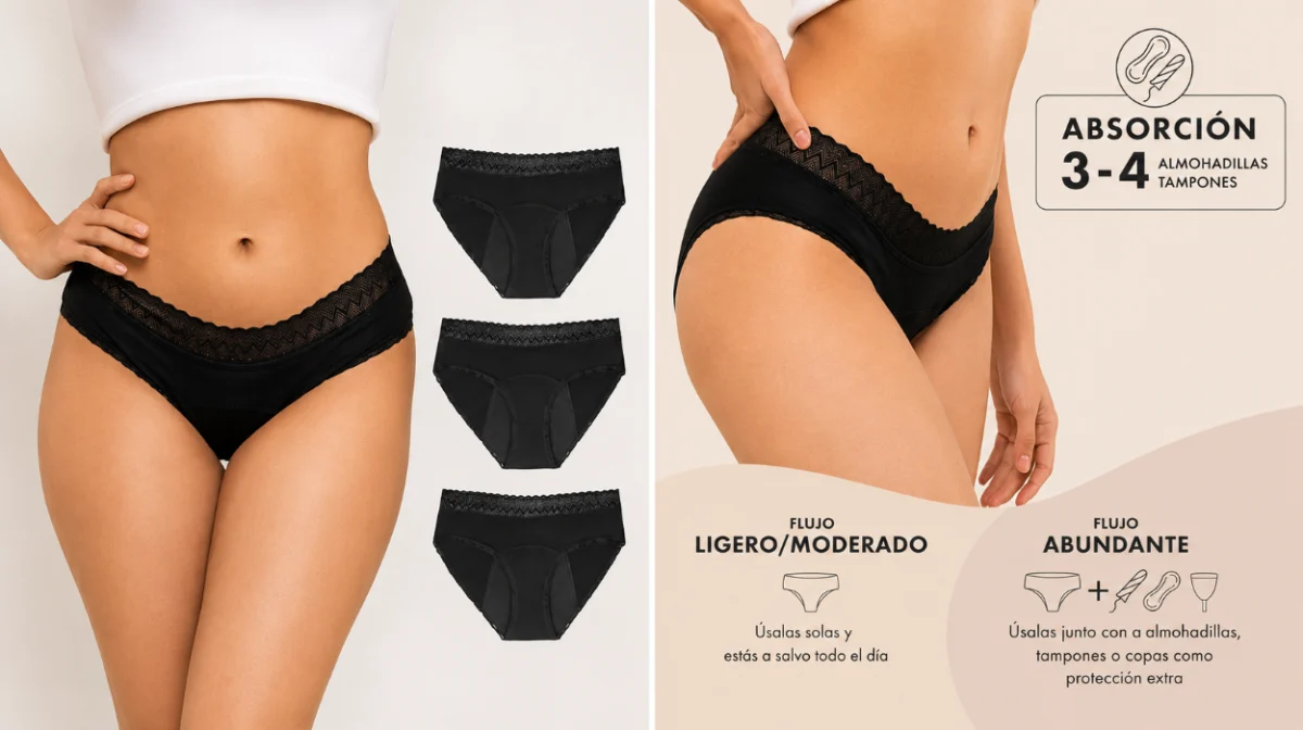 Solución cómoda para tu ciclo: Bragas menstruales negras absorbentes y lavables de Zenaphyr por sólo 18,99€ (-24%)
