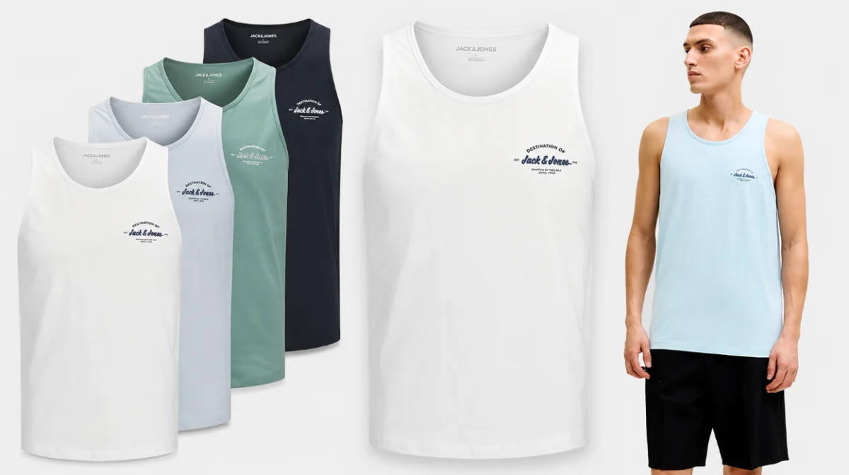 Pack de 4 camisetas de tirantes Jack & Jones Jjbrandon para hombre por sólo 21,39€ (-38%) ¡5,35€ cada una!