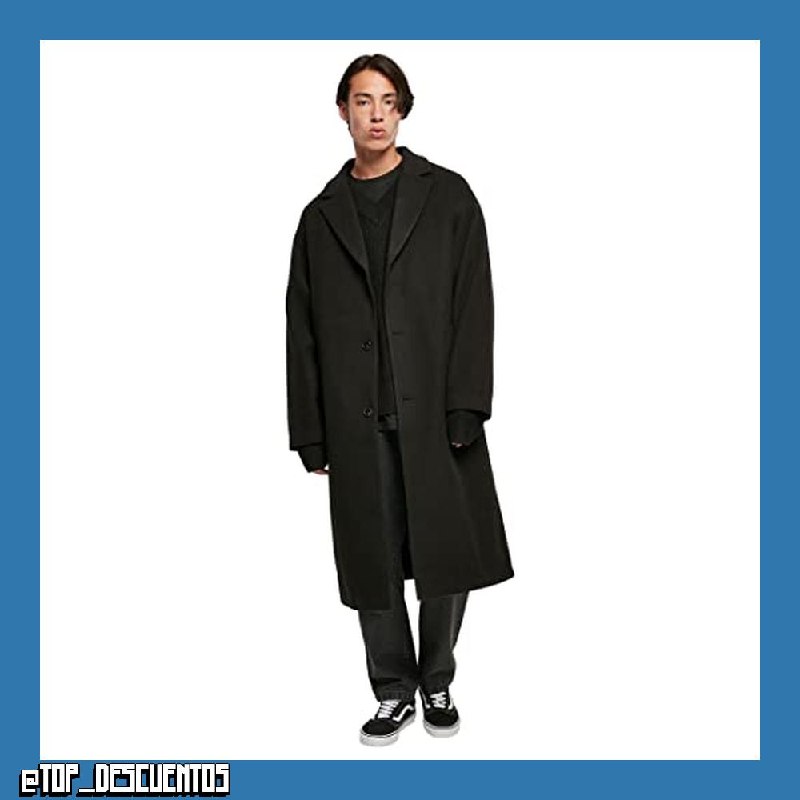 Urban Classics Abrigo largo Hombre Abrigos Negro 100% poliéster