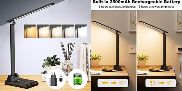 Lámpara de escritorio LED TOPPLEE recargable por sólo 17,92€ (-19%)