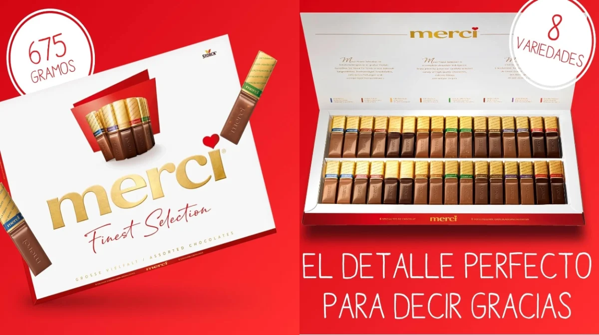 El regalo ideal: caja de bombones merci Finest Selection de 675 g con 8 variedades por menos de 20€