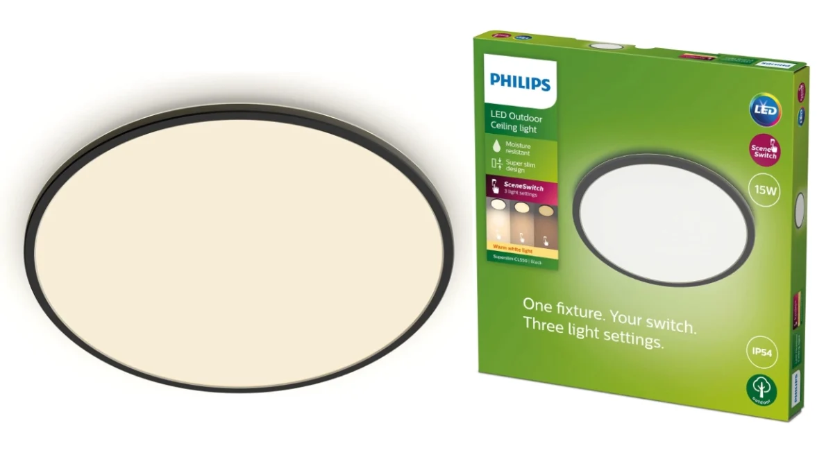 Plafón Philips SuperSlim LED para exterior 15W por sólo 26,99€(-46%)