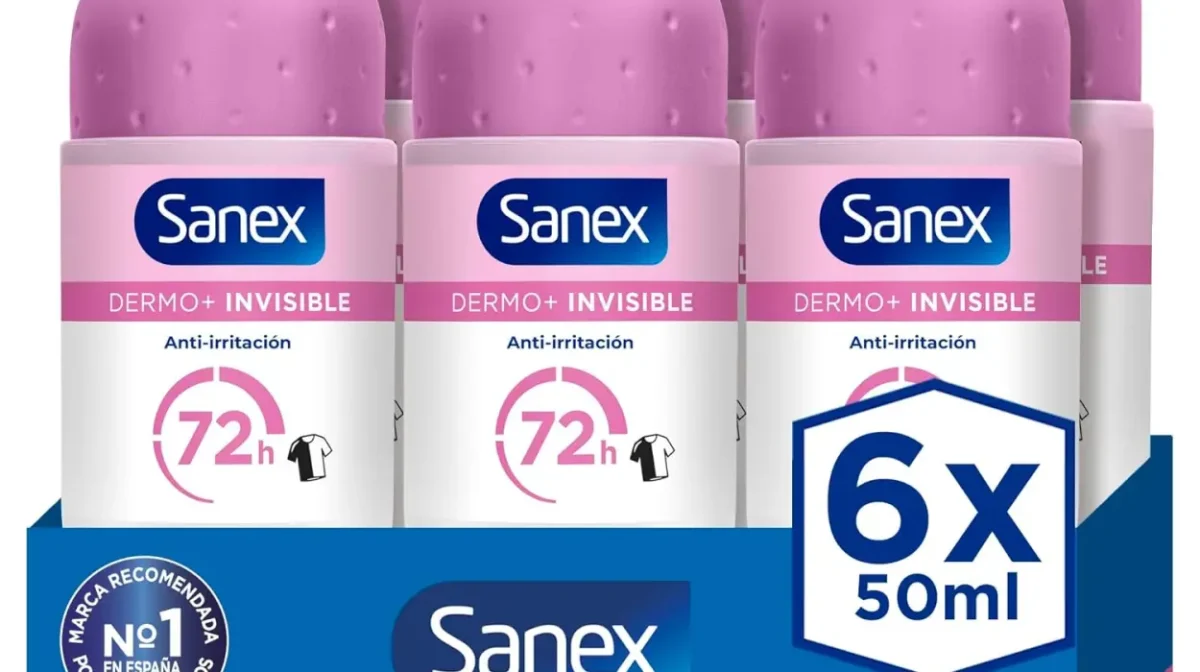 Pack x6 Sanex Dermo+ Invisible, desodorante antitranspirante roll-on de 72 horas por sólo 9,36€ (-34%)