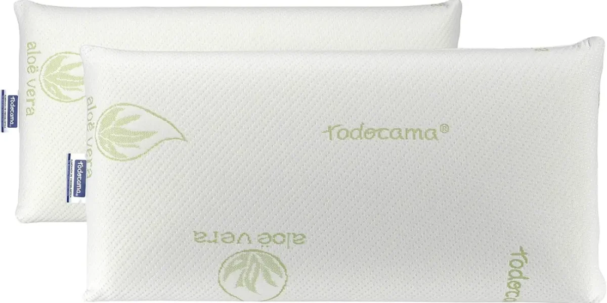Pack de 2 almohadas Todocama viscoelásticas, con funda Aloe Vera Plus y protección antiácaros por sólo 38,99€ con envío gratis (-13%)