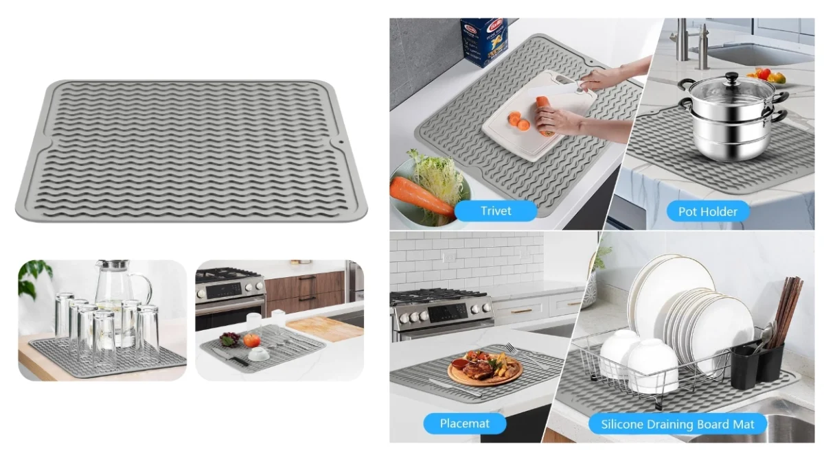 Alfombrilla escurreplatos de silicona Osdue plegable y resistente al calor por sólo 8,11€ (-38%)