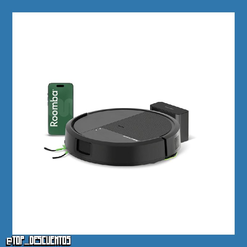 iRobot Roomba 115 Combo, Robot Aspirador y friegasuelos 2en1, Potencia de succión de 15.000 Pascales, Cepillo Lateral Flexible, Mopa de fregado extendida, Navegación Clearview LiDAR, App, Negro