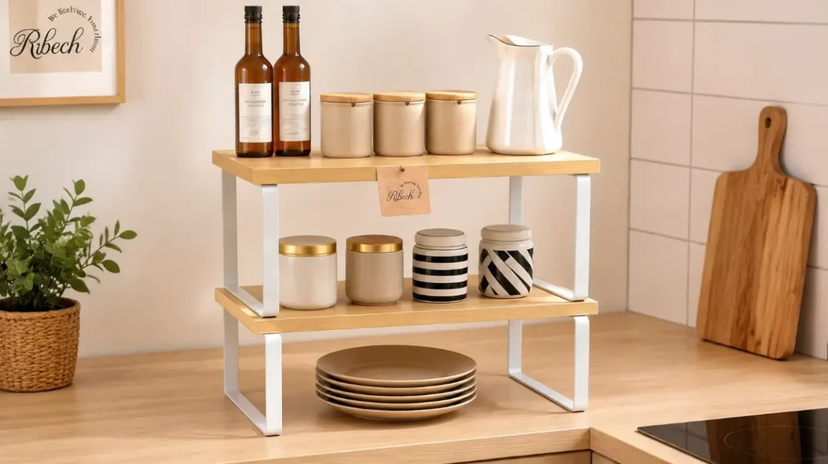 Organizador extensible Ribech en bambú y metal para cocina y baño por sólo 13,86€ (-31%)