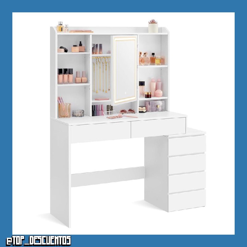 VASAGLE Tocador con Luces LED de Brillo Ajustable, 40 x 118,3 x 145 cm