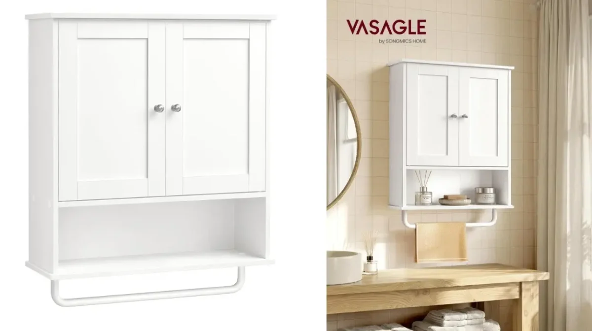 Mueble de baño colgante Vasagle Siren con barra para toallas por sólo 33,99€ con envío gratis (-15%)