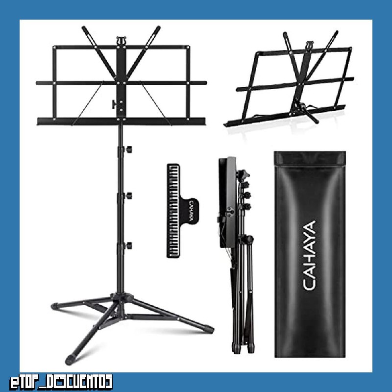 CAHAYA Soporte de Partitura de Metal Portátil con Bolsa de Transporte, Carpeta de Partituras, Modelo Negro Elevado de 170 cm CY0305