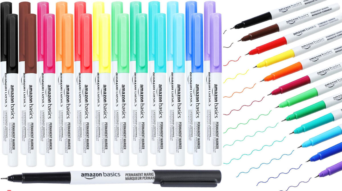 Set de 24 rotuladores permanentes Amazon Basics de punta ultrafina por sólo 6,39€ (-32%)