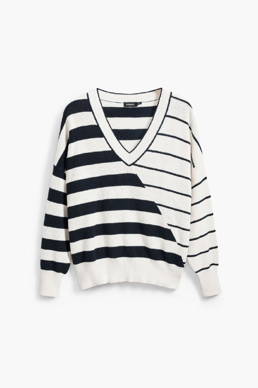 Desigual, Jersey rayas, Algodon, Blanco, S