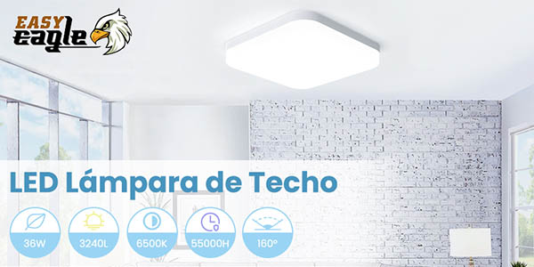 Plafón LED Easy Eagle de 36W ideal para salón o dormitorio por sólo 14,56€ (14%)