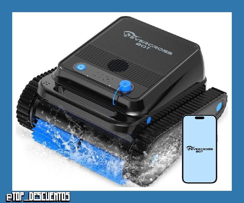 (Nuovo 2026) EVERCROSS BOT Robot Limpiafondos Piscina Automático con App, Robot Piscina sin Cable, Limpieza Completa Suelo y Paredes, 120 Min, Regreso Automático, 200 m²