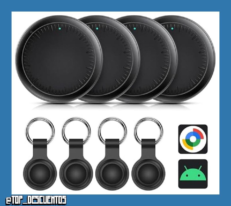 Android Smart Tracker Tag, 4 Pack Air Tracker Buscador de Objetos Bluetooth Funciona con Buscar Google,SmartTag Tracker Localizador Bluetooth, Rastreador para Llaves, Cartera, Equipaje (Negro)