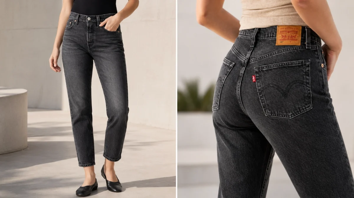 Estilo auténtico con estos Levi's 501 Crop negros para mujer rebajados con un 46% de descuento