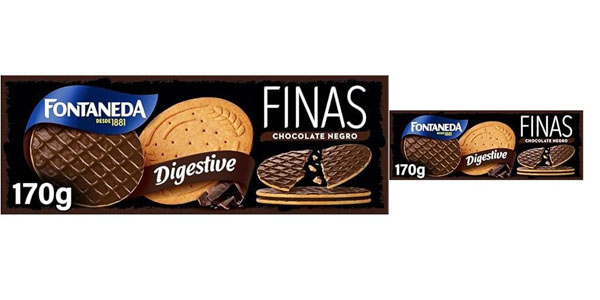 Pack x5 Paquetes de Galletas Fontaneda Digestive Finas con Chocolate Negro de 170 g por sólo 9,95€ (-33%)