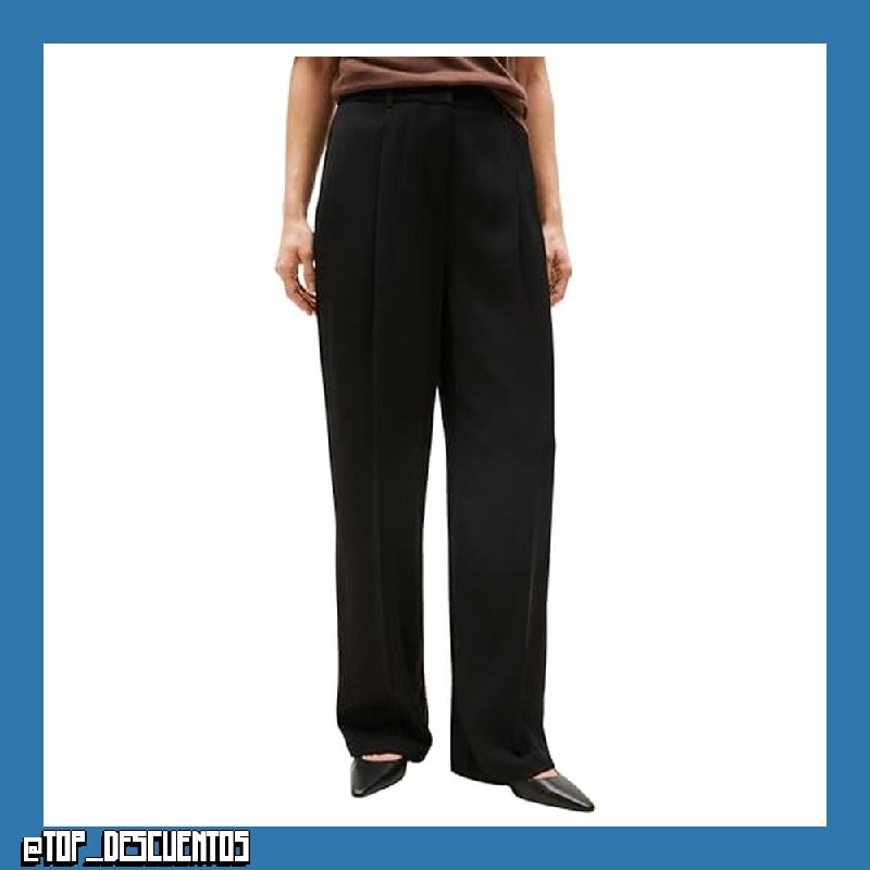 Tommy Hilfiger Pantalón de Tela Mujer Twill Straight Pants Relaxed Fit