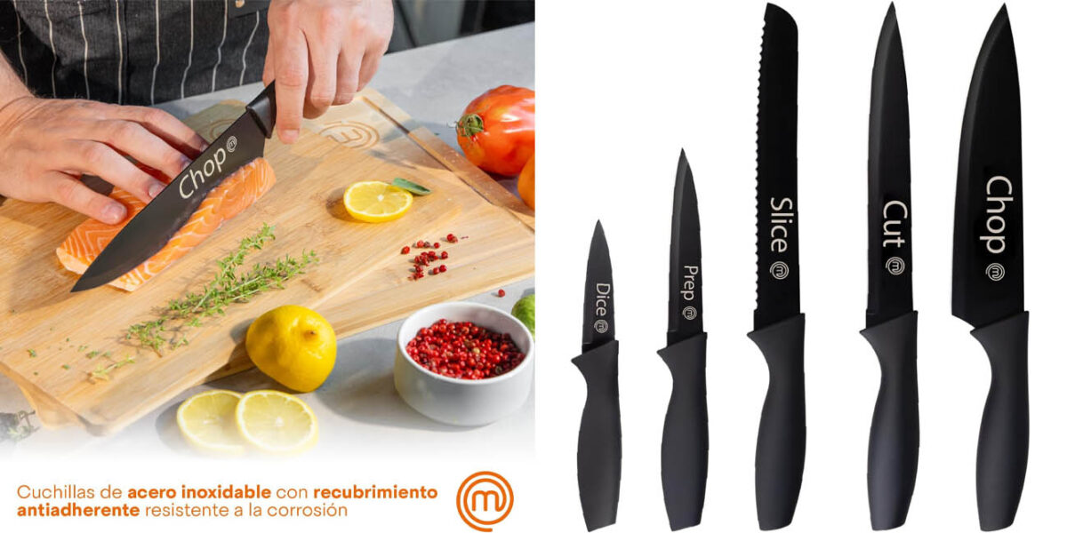 Set de 5 cuchillos de cocina MasterChef de acero inoxidable por sólo 14,99€ (-25%)