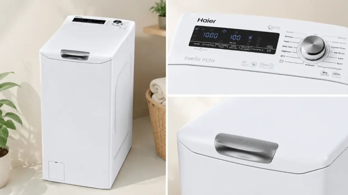 Lavadora de carga superior Haier RTXSG28TMC5/1-37 de 8 kg con motor inverter y 16 programas por sólo 359€ con envío gratis (-29%)
