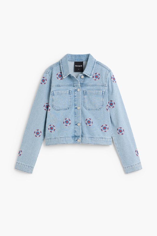 Desigual, Chaqueta estampada 100% algodón, Algodon, Azul, XS