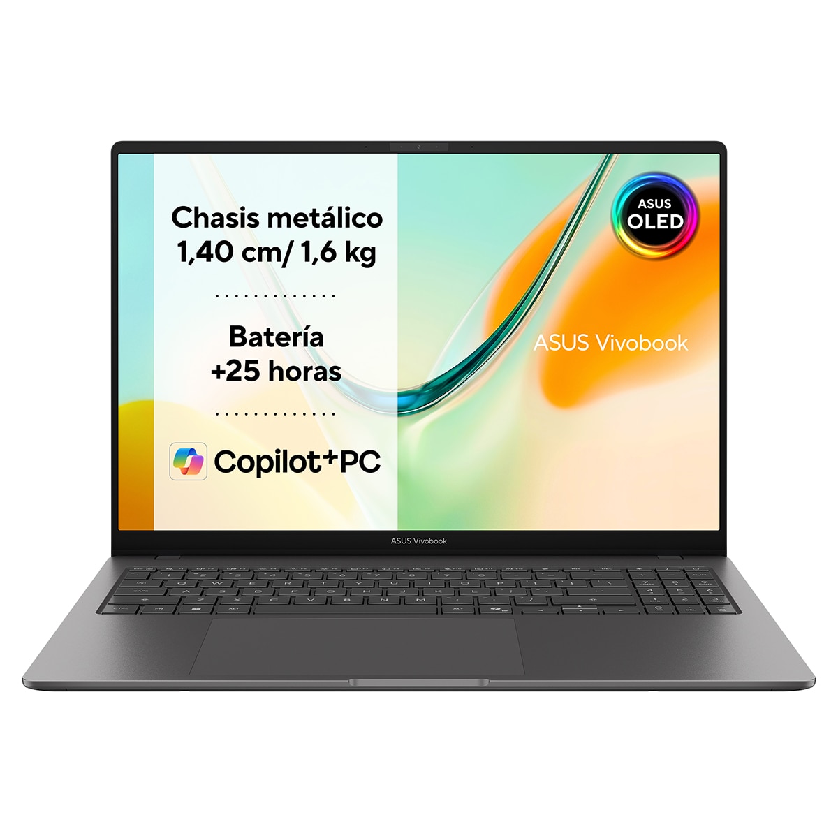 Asus - Portátil ASUS Vivobook S16 OLED S5608QA-U3253W, Copilot+ PC, Qualcomm Snapdragon X, 8GB, 256GB SSD, 16", W11.