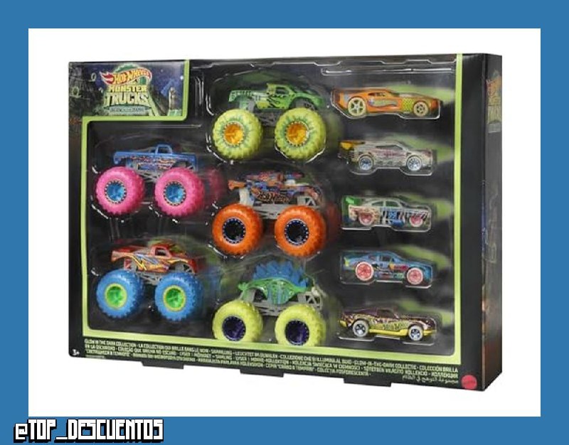 Hot Wheels Colección Monster Trucks Brillan en la Oscuridad
