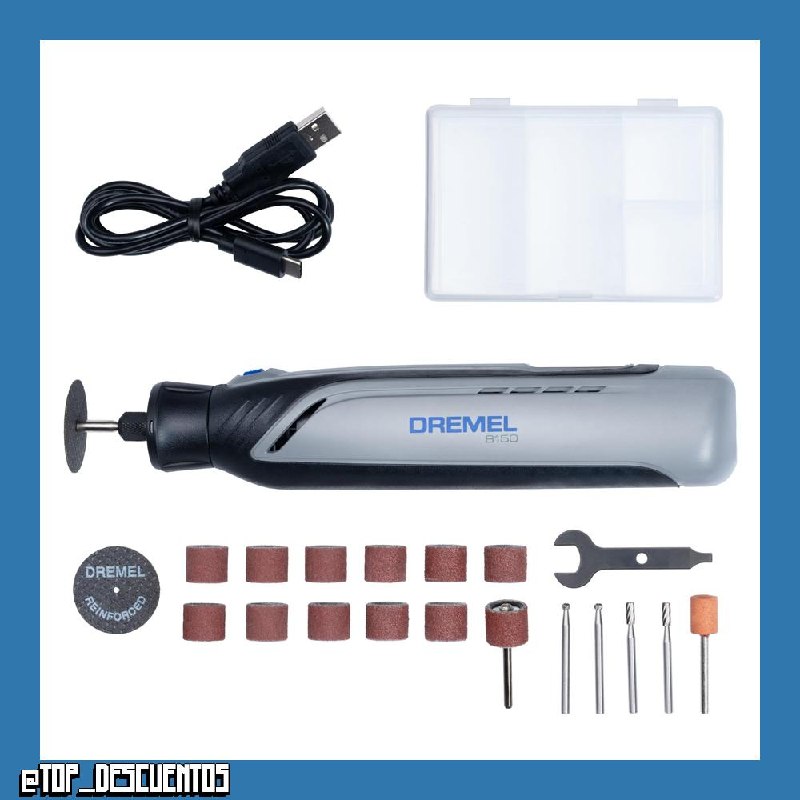 Dremel 8150 Multiherramienta a batería de 7,2 V 2Ah sin escobillas Herramienta Rotativa recargable por USB-C, 20 accesorios, Velocidad Variable 5.000-30.000 RPM, luz LED, corte, lijado, tallado