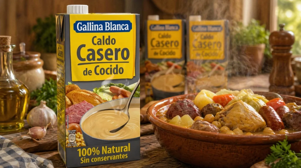 Pack x6 Caldo Casero de cocido 100% natural Gallina Blanca de 1 litro por sólo 7,38€ con 3x2 (-41%) ¡1,23€ cada uno!