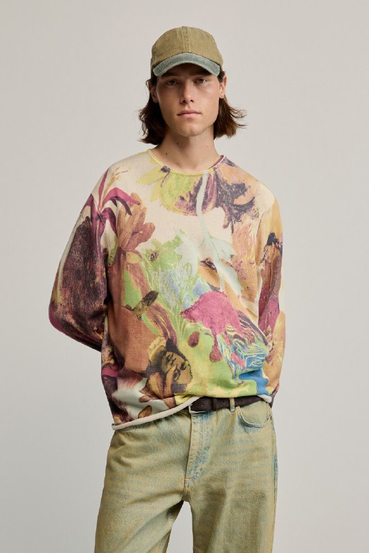 Desigual, Jersey estampado gaugin, Hombre, Algodon, Blanco, S