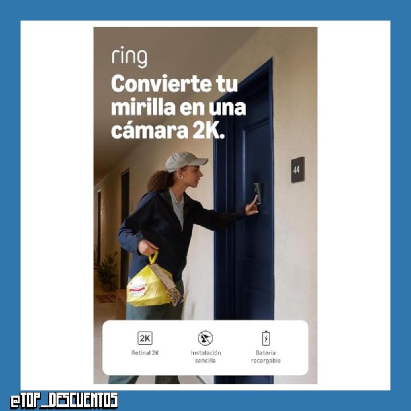 Ring Peephole Camera 2K (última gen.), puerta de 60-90 mm de grosor, videotimbre inalámbrico con instalación por cuenta propia y fácil para inquilinos, sustituye la mirilla actual,, zoom 6x