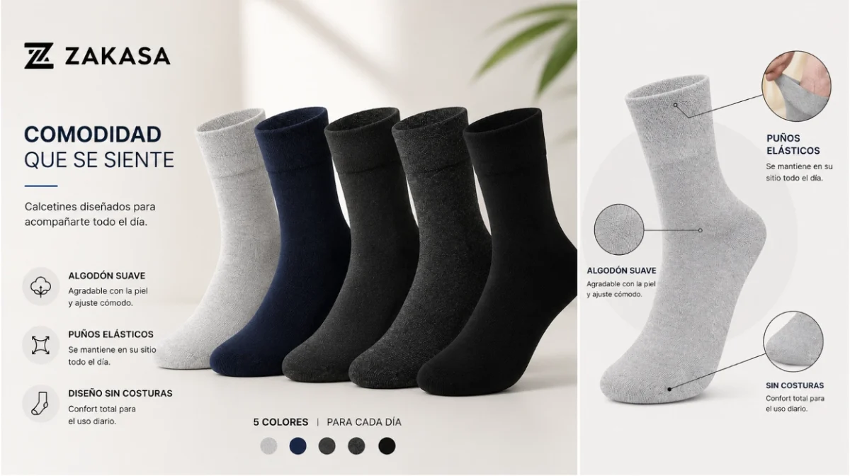 Pack x5 pares de calcetines Zakasa transpirables y sin costuras por sólo 5,98€ (68% de descuento) ¡1,20€ el par!