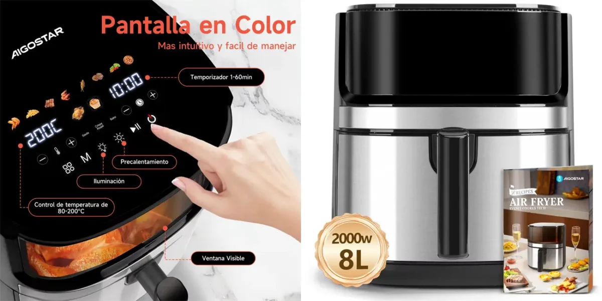 Freidora de aire Aigostar Air Master X de 8L por sólo 49,99€ con cupón y envío gratis (-37%)