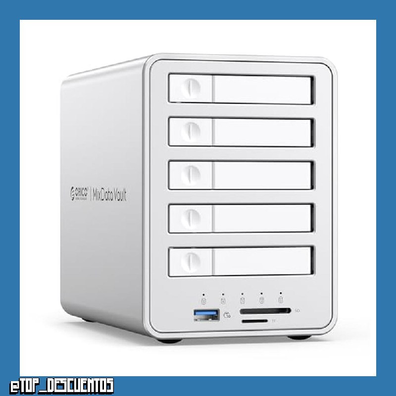ORICO All-Flash Caja para Discos Duros Raid de 5 Bahías, Compatible con SSD SATA de 2,5 Pulgadas admite SSD SATA y Discos Duros de 2,5 Pulgadas con un Grosor de 7 mm o 9,5 mm - 8858