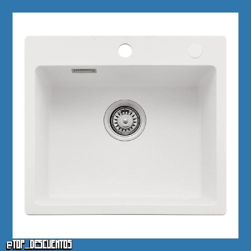 CECIPA Fregadero de cocina de 50 x 45 cm, 80% arena de cuarzo de granito, 1 lavabo empotrable, incluye sifón y sobre