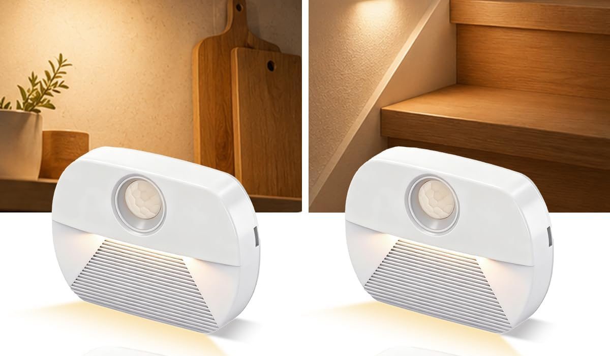 Pack x4 Luces nocturnas LED con detector de movimiento para escaleras y pasillos por sólo 10,44€ (-30%)
