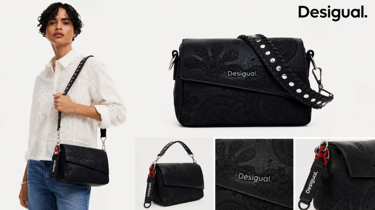 Destaca con el bolso bandolera mini Desigual efecto piel y relieves de mandalas por sólo 39,90€ con envío gratis (-33%)