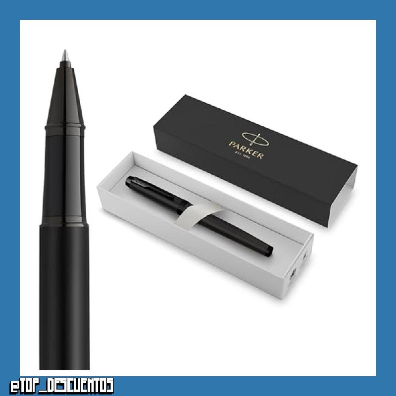 Parker IM bolígrafo roller | Negro mate con adornos negros | Punta fina con recambio de tinta negra | Estuche de regalo