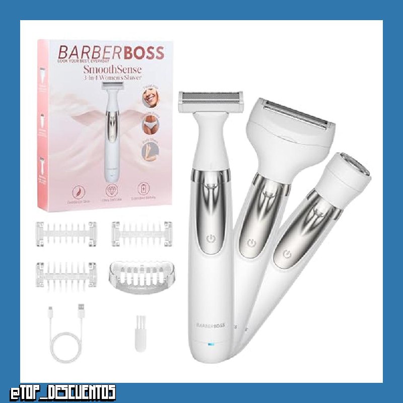 BarberBoss Afeitadora eléctrica para mujer, afeitadora portátil 3 en 1 para mujer, afeitadora corporal, de bikini y facial, afeitadora inalámbrica, depiladora facial, QR-8003