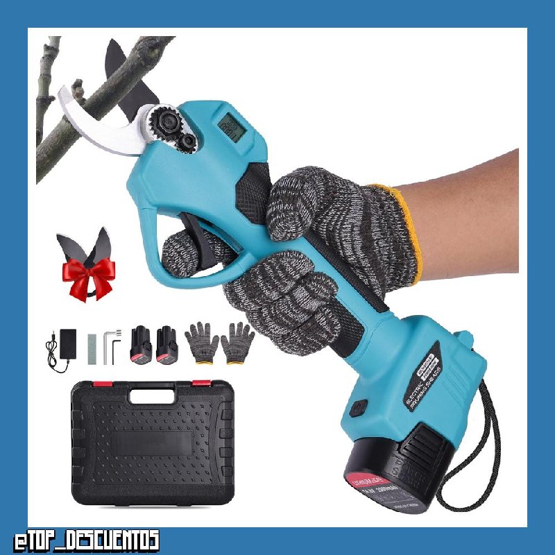 Tijeras de podar bateria - Tijeras de Podar Eléctricas Compactas y Ligeras con 2 Baterías 2000mAh con Cuchillas SK7 de Alta, Pantalla LCD, Tijeras de podar bateria para Olivos Viñedos Jardines Árboles