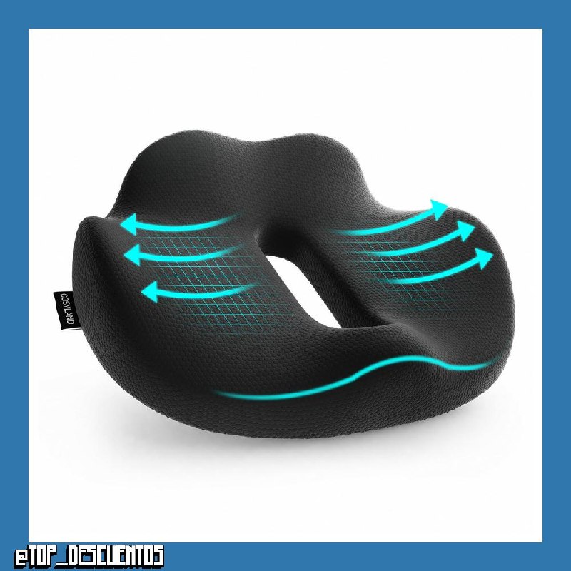 COSYLAND Cojin Silla Oficina, Cojín Ergonómico para Coxis de Espuma Viscoelástica, Cojín Asiento Ideal para Silla Ordenador, Gaming y Coche, Funda Lavable, Negro, 44×37x10.5 cm