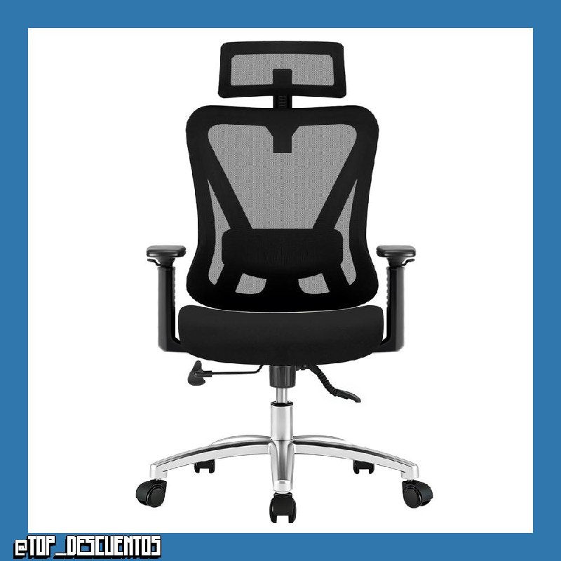 Durrafy Silla de Oficina Ergonómica, Silla de Escritorio con 3 Niveles de Inclinación, Reposacabezas Ajustable, Respaldo Lumbar y Respaldo de Brazos, Silla Ejecutiva Resistente hasta 150 kg, Silla